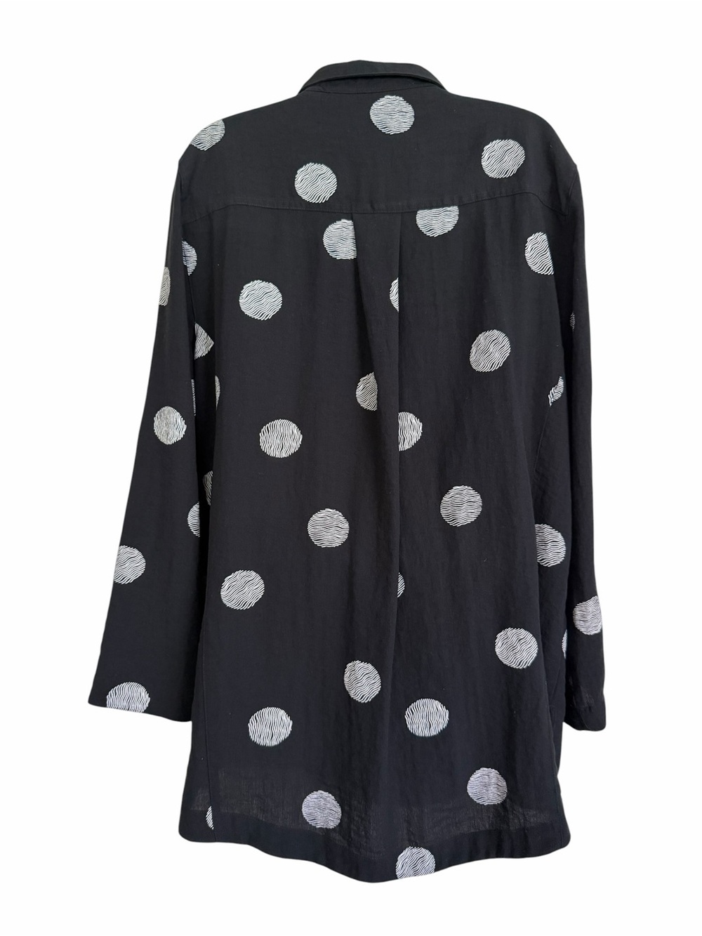 John Mark Black Button Front Roll-up Sleeve Shirt Tunic Size Large Polka Dot - Picture 3 of 15